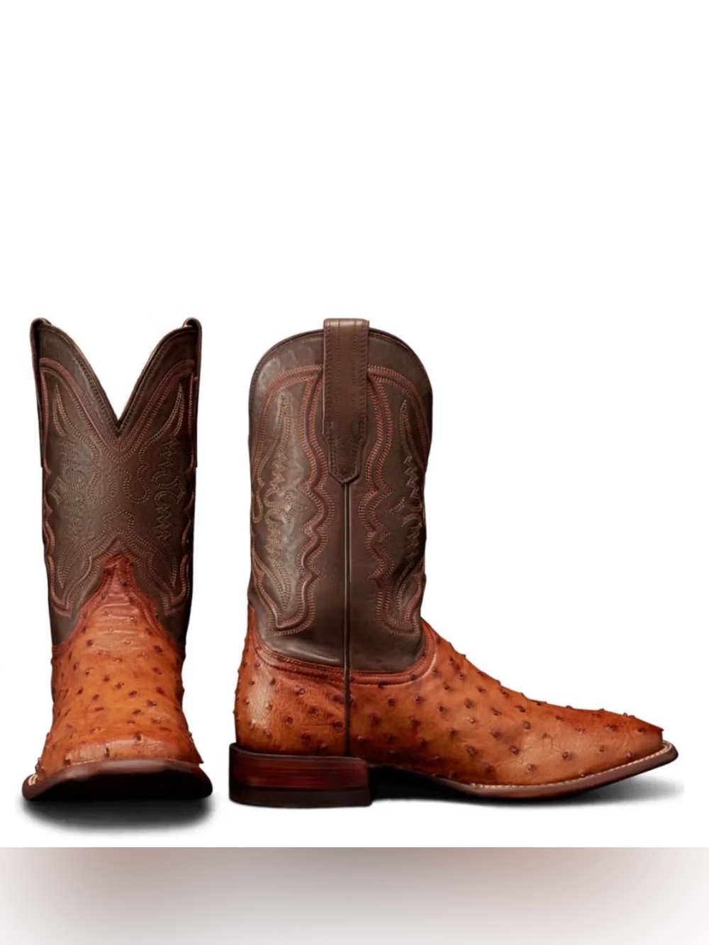 EUC Tecovas "The Emmitt" Full-Quill Ostrich Cowboy Boots Pecan Sz 8.5D